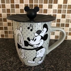 NEW Disney Steamboat Willie Mickey Mouse Coffee Mug Gray Black Cup